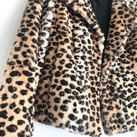 NINE WEST Leopard Print Rabbit Fur Moto Jacket - Picture 2 of 7